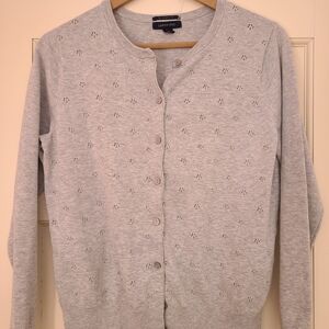 Lands' End Women's Light Gray Cardigan